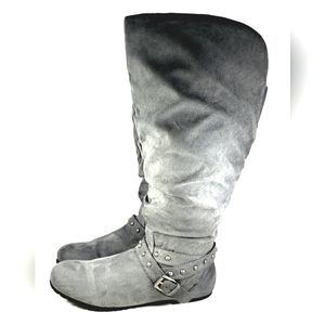 Rampage Bonnet Gray Slouch, Side Zip, Western Style, Boots. Women's Size 9 M